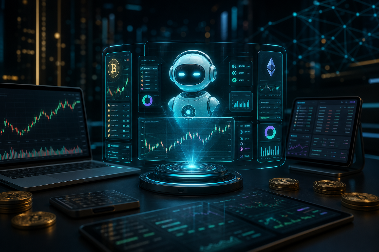 Professional AI crypto trading bot dashboard for client portfolio growth